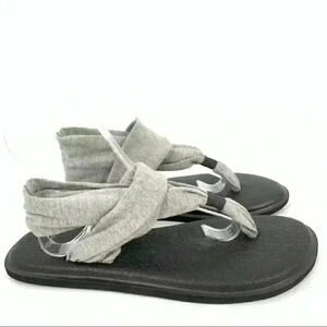 Sanuk womens sandals size 8 39 gray yoga mat comfort thong flip flops